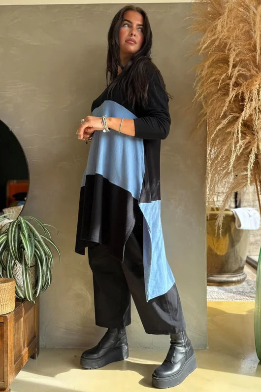 Agata Longline Split Side Knit Denim